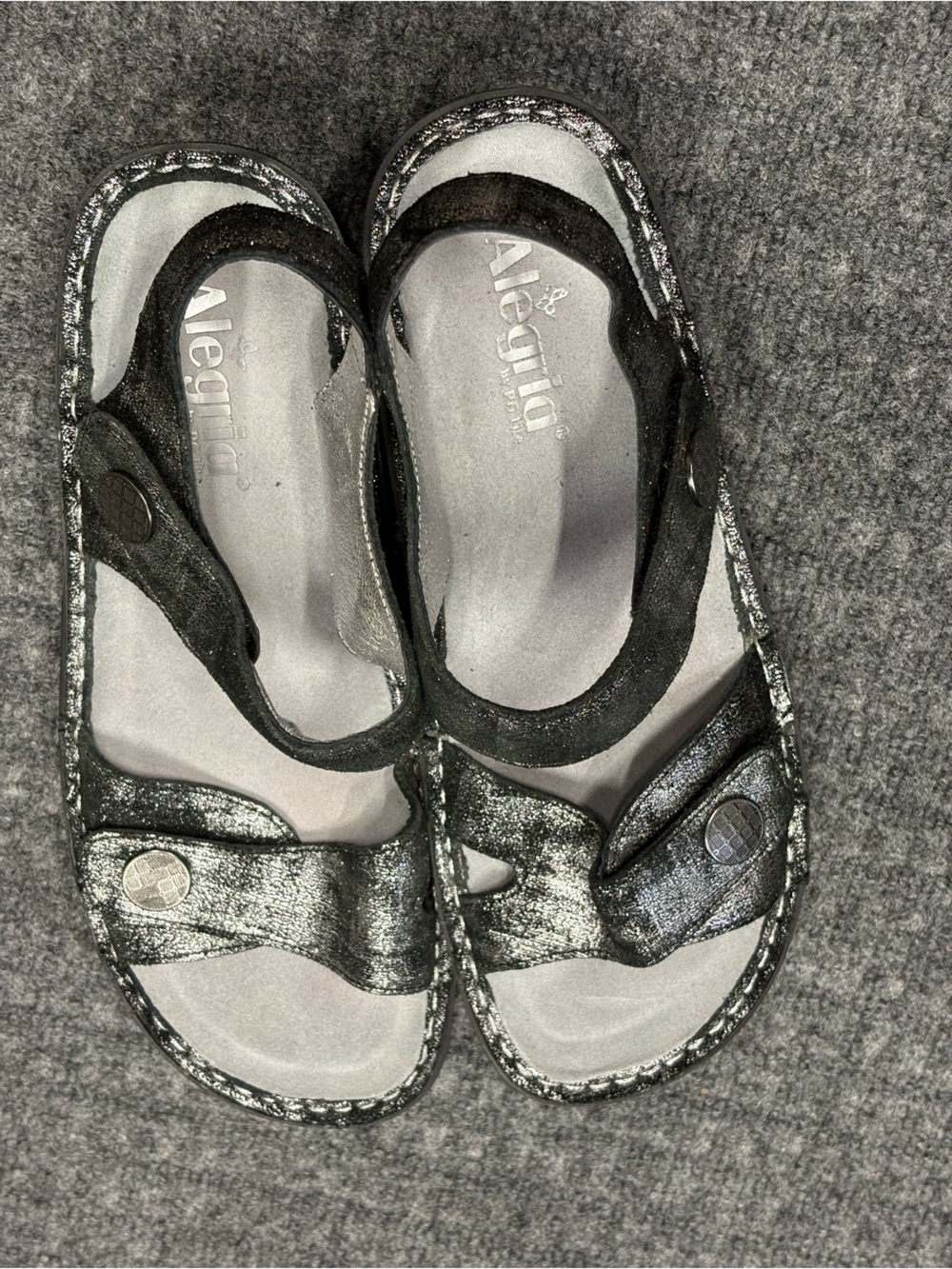 Alegria Metallic Smolder Black Slingback Sandals 42